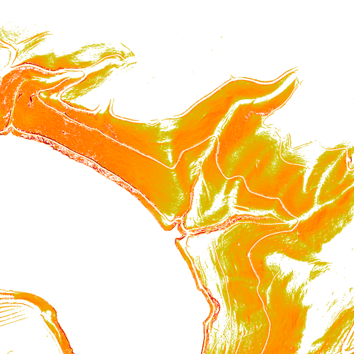 Kolorierte Hangneigung mit ausgeblendeten (transparenten) Bereichen.