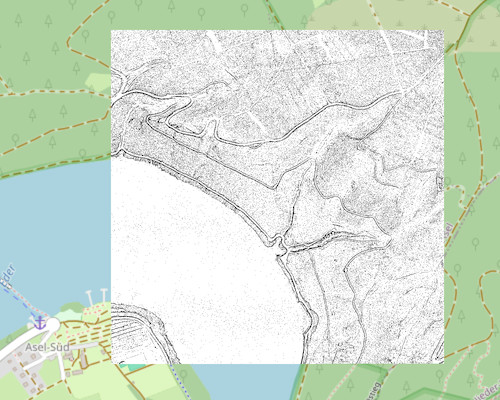 Topographic Position Index (TPI) (nur Kuppen) für eine Datenkachel am Edersee (Hessen).