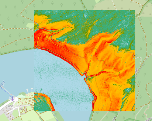 Terrain Ruggedness Index (TRI) für eine Datenkachel am Edersee (Hessen).